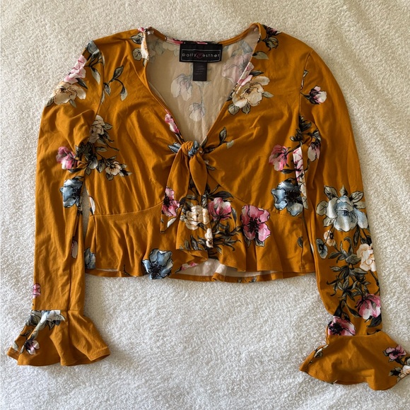 Polly Esther long Sleeve Cropped Women’s Blouse Size XL - Picture 2 of 8
